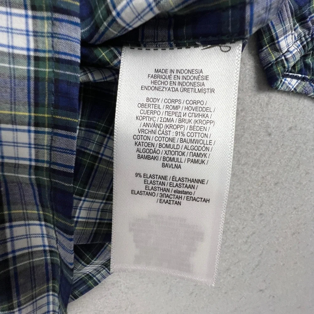 Ralph Lauren Plaid Dress Set Kids 18M Navy Green Ruffle Peter Pan Collar Preppy